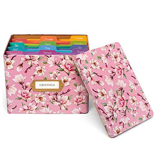 Jot & Mark Greeting Card Organizer Tin Box With Dividers, Cards, And Envelopes (Magnolia) #TOP6