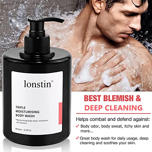 Lonstin Body Wash With Pump Moisturizing Body Wash For Dry Skin Natural Nourishers For Instantly Soft Skin And Lasting Nourishment Deep Moisture Cleanser Effectively Washes Away Bacteria, 16.9 Fl Oz #TOP3
