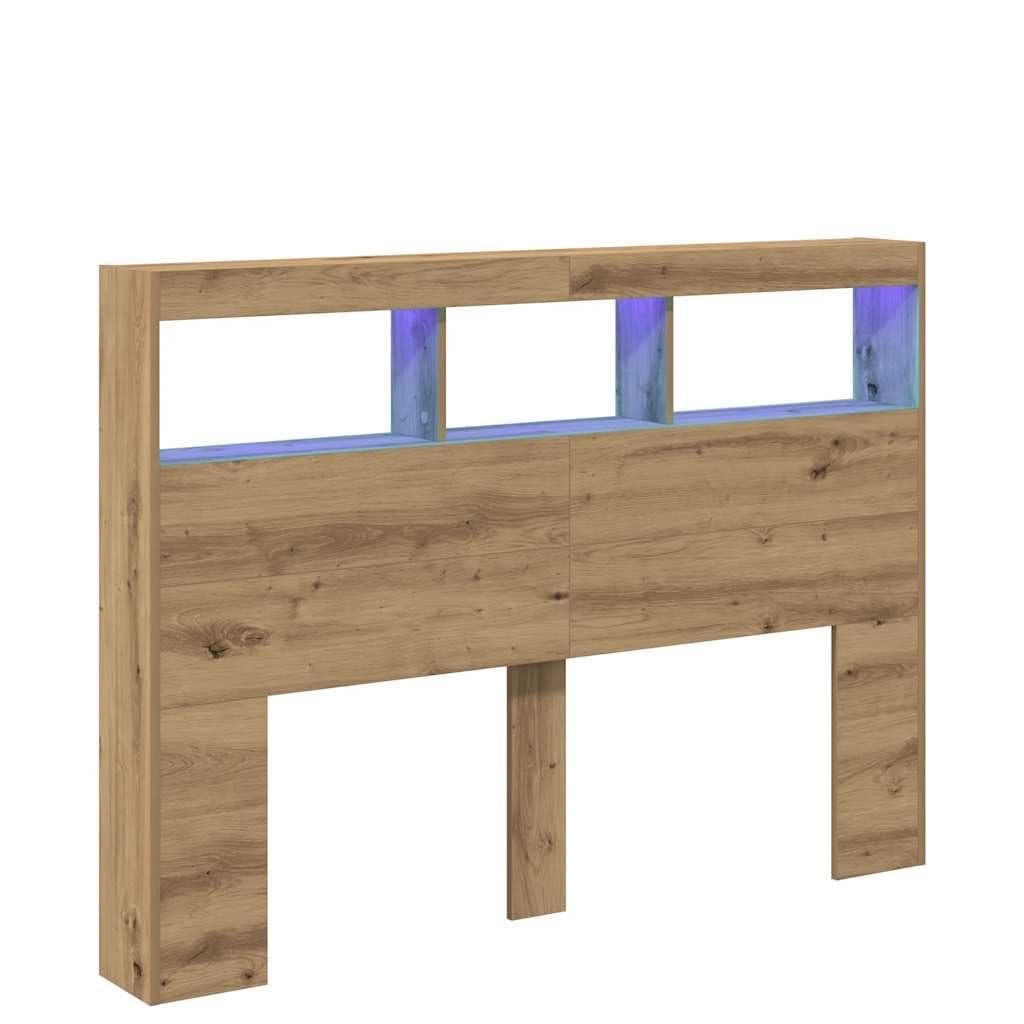 Genérico Wenjingqi Cabecero de Cama con LED Roble Artesanal 140x17x102 cm, Marrón 863129
