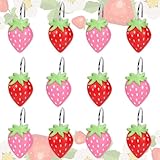 JarThenaAMCS 12Pcs Strawberry Shower Curtain Hooks Summer Fruit Curtain Rings Decorative Curtain Hanger Hooks for Living Room Bedroom Bathroom