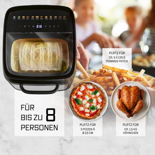 GOURMETmaxx Heißluftofen mit Panoramadach & Frontfenster 12,5 L | Heißluftfritteuse mit 9 Funktionen | Airfryer, Fritteuse & Minibackofen in 1 | für max. 8 Personen | Heißluftfritteuse mit Farb-Icons 3