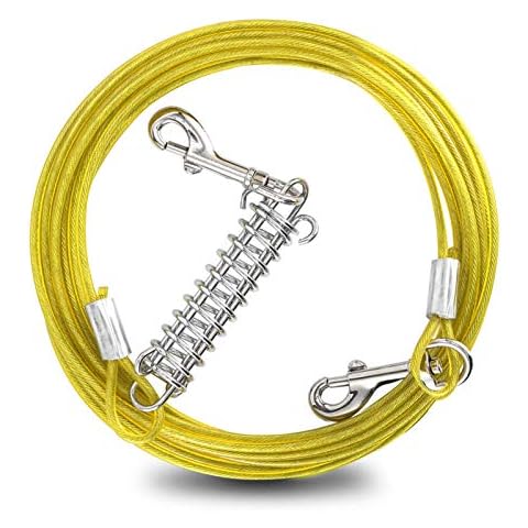 Snagle Paw Hofleine Tie Out Leash for Dogs, 9 m Dog Runner with Shock Absorbing Spring for Yard and Camping, Reflective Puppy Runner Cable, Rustproof Dog Lead for Small to Large Dogs Cover