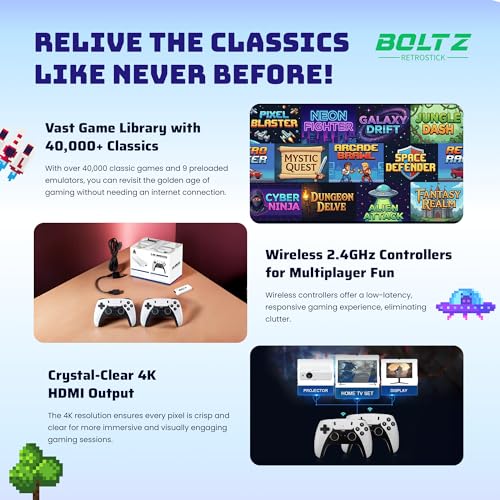 Image of Boltz Retro Stick Gaming Stick Retro Gaming Console 40,000+ Classic Games