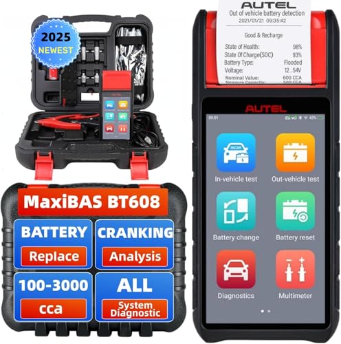 Autel MaxiBAS BT608 OBD2 Scanner Intelligent Battery Health Cold Cranking Ability Electrical System Adaptive Conductance, 100-3000CCA Battery Test(BT608)