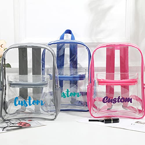 Personalized Clear Backpack Custom Name Clear Bookbag Customized Colorful Text, PVC Heavy Duty Transparent Backpack, Gifts3