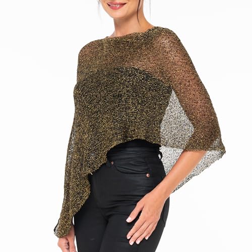 Image of SHU-SHI Womens Sheer Knit Poncho Shrug Lightweight Cover Up One Size Fits Most