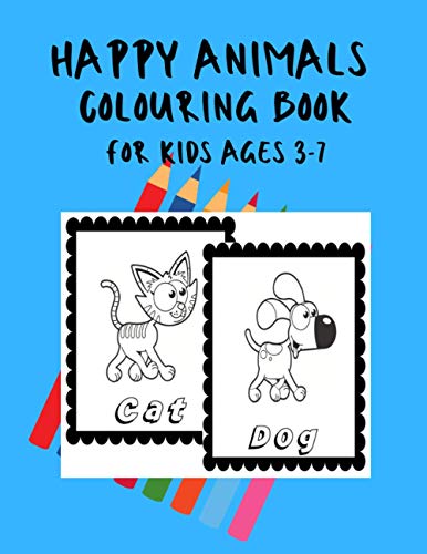 Happy animal colouring book for kids ages 3-7: Smiley animals to color keep children entertained during the weekends and holidays, perfect gifts for birthdays christmas and stocking fillers image 2