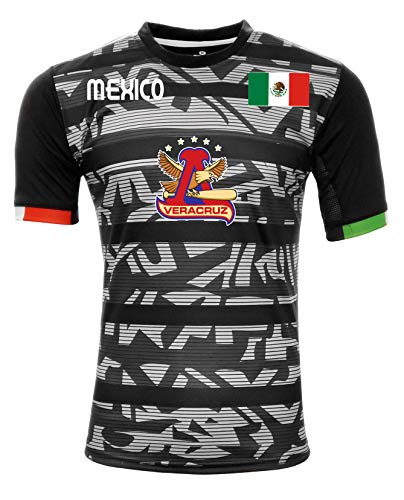 Jersey Mexico Aguilas de Veracruz 100% Polyester Black/Grey_Made in Mexico (XXXXX-Large)