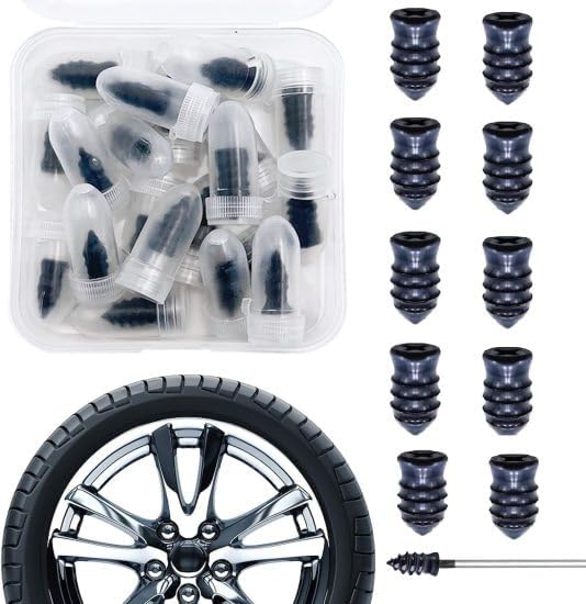SONEEV MART 10 Pcs Tire Repair Kit - Rubber Nails with Metal Head - Tubeless Tyre Puncture Repair Screws - Car, Motorcycle, Truck, Tractor, ATV