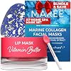 MAREE Radiant Beauty Duo - Lip Mask with Hyaluronic Acid & Coconut Oil & Facial Masks Bundle - Nourish & Hydrate Dry Cracked Lips, Hydrating Skin Care Mask with Pearl Extract - All Skin Types