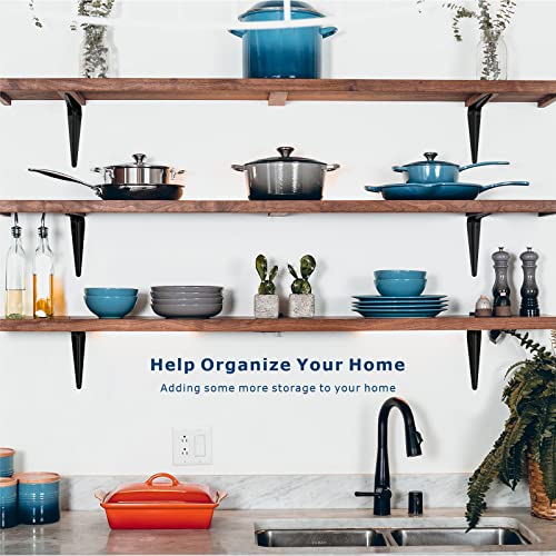 Elebuild Shelf Brackets,20Pack 10 Inch X 8 Inch Black Bracket Heavy Duty Corner Brace Support Metal Floating Shelf Bracket Wood Shelves For Garage,Kitchen #TOP2