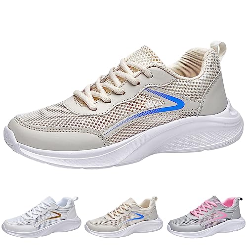 Hbeylia Fashion Sneakers for Women Athletic Running Walking Shoes Lightweight Lace Up Mesh Memory Foam Anti Slip Low Top Hiking Tennis Shoes Comfort Breathable Casual Sport Workout Gym Shoes4