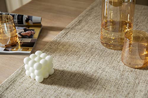 Zeemart Burlap Style Farmhouse Table Runners 36 Inches Long, Beige Rustic Woven Dining Table Runner For Everyday Use, 14X36 Inches, Oatmeal Beige #TOP4