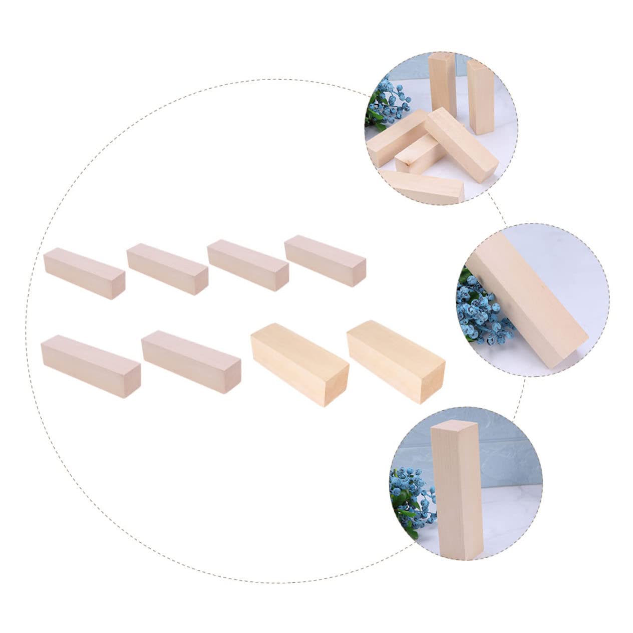 Veemoon 8 Pezzi Blocchi di Legno Naturale per Artigianato Fai da Te di Tavole in Legno Non Trattato per Intaglio e Progetti Creativi Dimensioni Miste Superficie Liscia e Sicura per Adulti