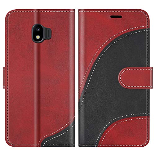 BoxTii Coque pour Galaxy J2 Pro 2018, Portefeuille Etui en Cuir PU, Magnétique Protection Housse Coque pour Samsung Galaxy J2 Pro 2018, Rouge