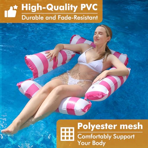 Lot de 3 Hamacs Gonflables Piscine 4 en 1, Bouée Piscine Adulte avec Filet, Fauteuil Flottant et Matelas Piscine Gonflable, Chaise Longue Flottante pour Adultes, Enfants, Plage, Vacances – vue 2