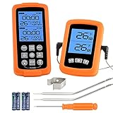 GGC Wireless Remote Digital Cooking Food Meat Thermometer with Dual Probe for Smoker Grill BBQ Thermometer