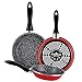 MAGEFESA K2 Rojo Juego de 3 sartenes (20/24/28) cm, Exterior Rojo. Antiadherente bicapa Reforzado Efecto Piedra, aptas para Todo Tipo de cocinas, Especial inducción. 50% de Ahorro energético.