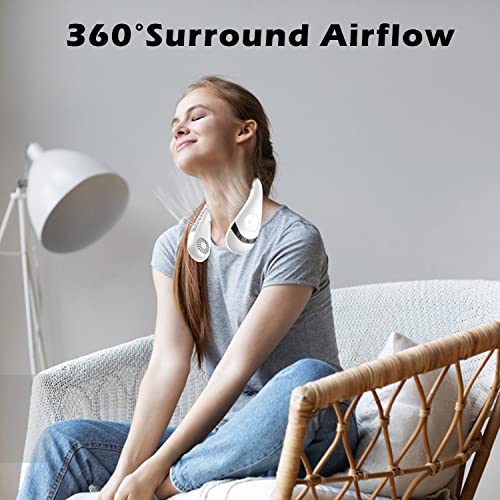 Image of Neck Fan, 5000mAh Foldable Bladeless Fan 360A‚ Cooling Wearable Personal Fan, Rechargeable Hand-free Neck Fan with 3 Speeds, 80 Air Outlet for Travel, Outdoor, Home, Office, School, Camping