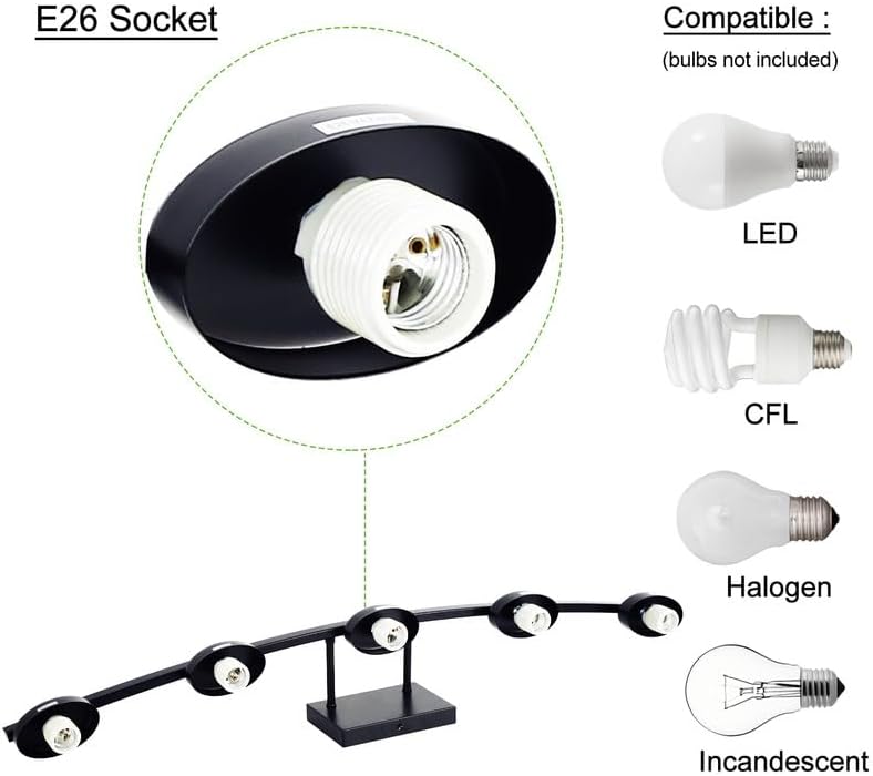 Miniatura 4 de Lámpara de tocador negra mate de 5 luces con pantalla de vidrio blanco para baño sobre espejo, 40 pulgadas