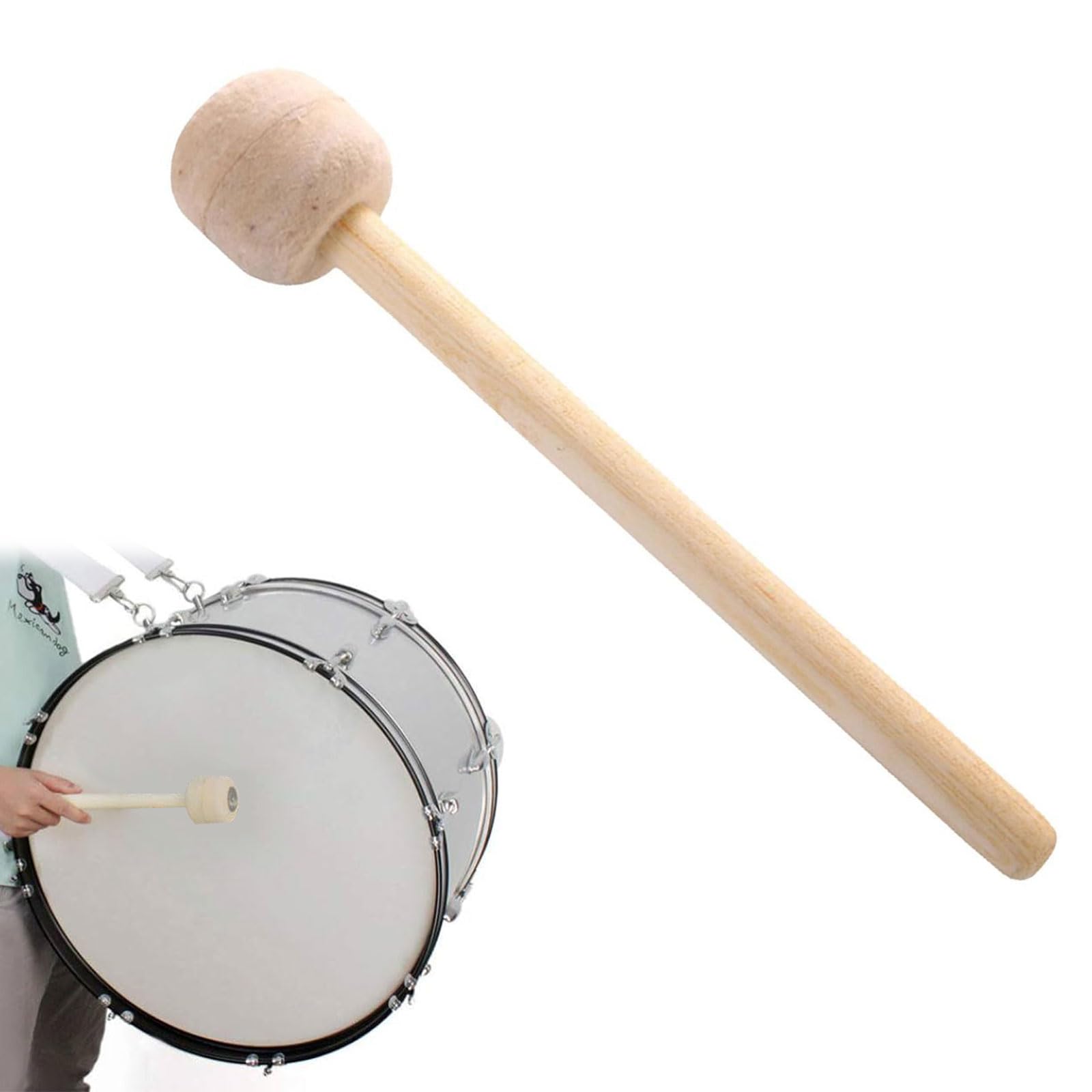 Baguettes de Tambour, Bâton de Tambour, Maillet de Tambour, Maillet pour Grosse Caisse, Baguettes de Timbales, Baguette de Tambour en Feutre de Laine, Pour Instrument à Percussion, Accessoire Bande