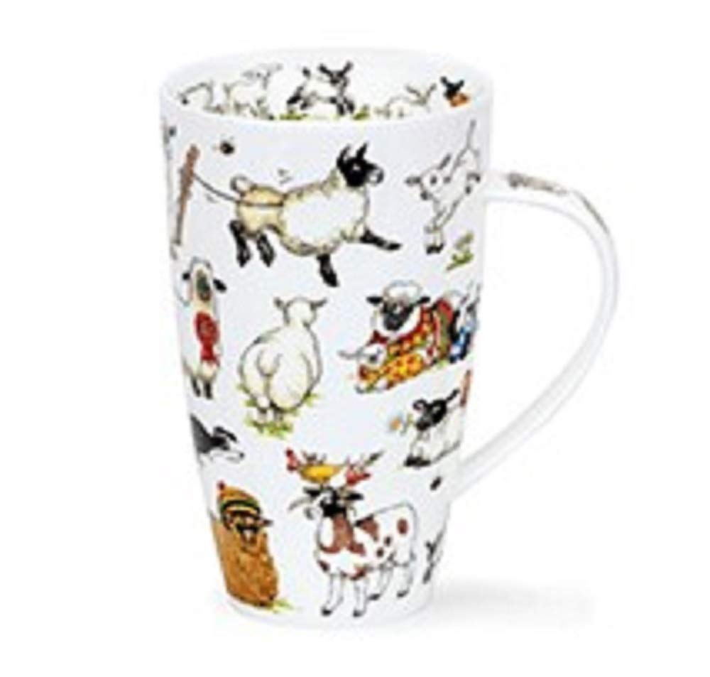 Woolly Jumpers – Dunoon Tasse Henley en porcelaine fine – Capacité 600 ml – Jolly Sheep Agneaux dans des pulls et des chapeaux tricotés