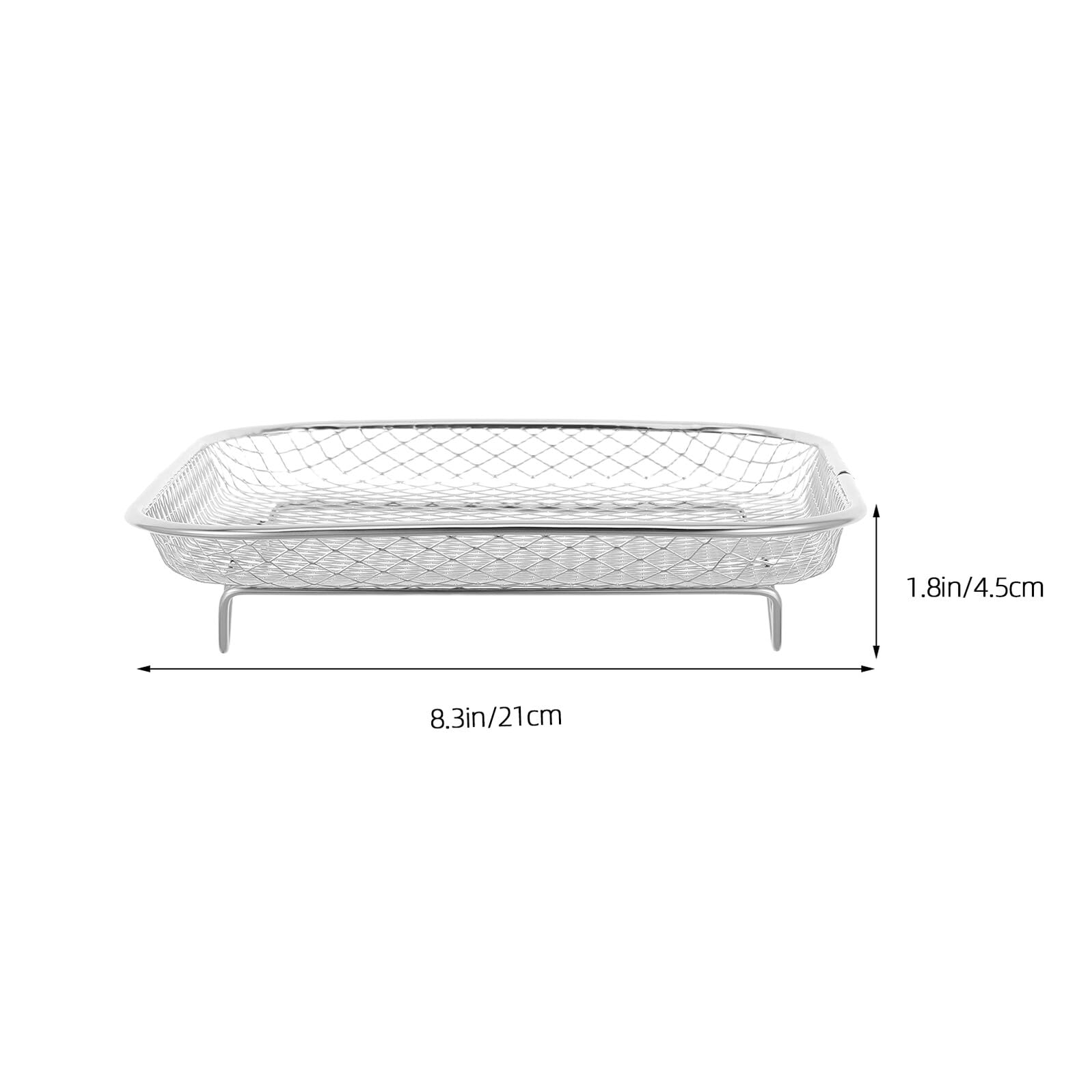 Set 8 Pezzi Griglie Essiccatore Impilabili in Acciaio Inox per Friggitrice ad Aria Ripiano Essiccazione Multistrato 3 Livelli con Morsetto e Copripiedi Accessori per Cottura