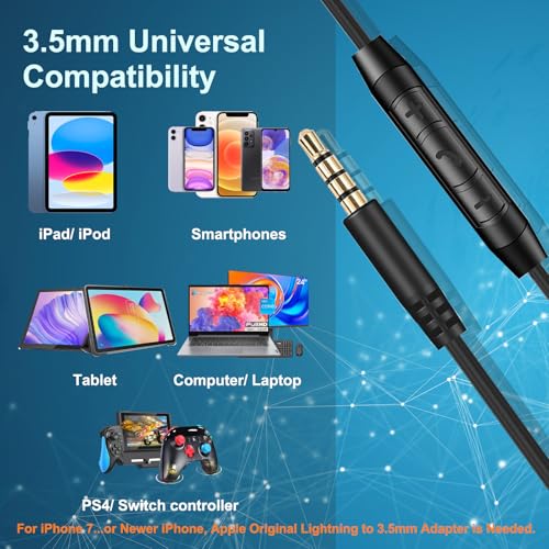 Image of 3.5mm Replacement Audio Cable for Sony Headphones Wire Aux Cord Compatible with Sony WH-1000XM5 WH-1000XM4 WH-1000XM3 WH-XB910N WH-CH710N WH-CH720N MDR-1000X MDR-1AM2 with In-line Mic & Volume Control