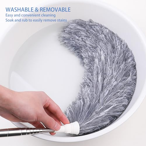 Image of Extra-Long Dust Collector with Extension Rod, 30-100 Inches in Length with Two Bendable Heads Microfiber Dust Collector That can be Extended is Used to Clean High Ceilings Ceiling Fans Cobwebs