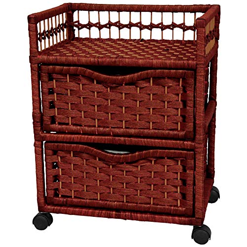 Red Lantern 23" Natural Fiber Chest of Drawers on Wheels