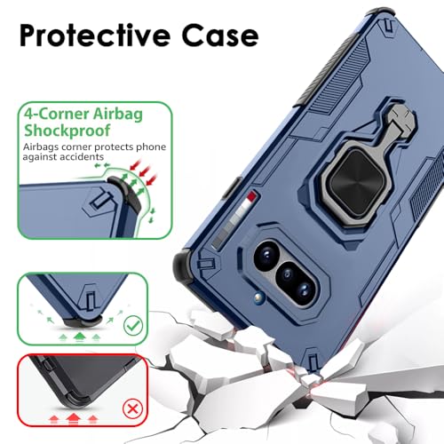 Image of TheGiftKart Tough Armor Bumper Back Case Cover for Nothing Phone 4a 5G | Ring Holder & Kickstand in-Built | 360 Degree Protection Back Case Cover for Nothing Phone 4a 5G (PC & TPU, Blue)