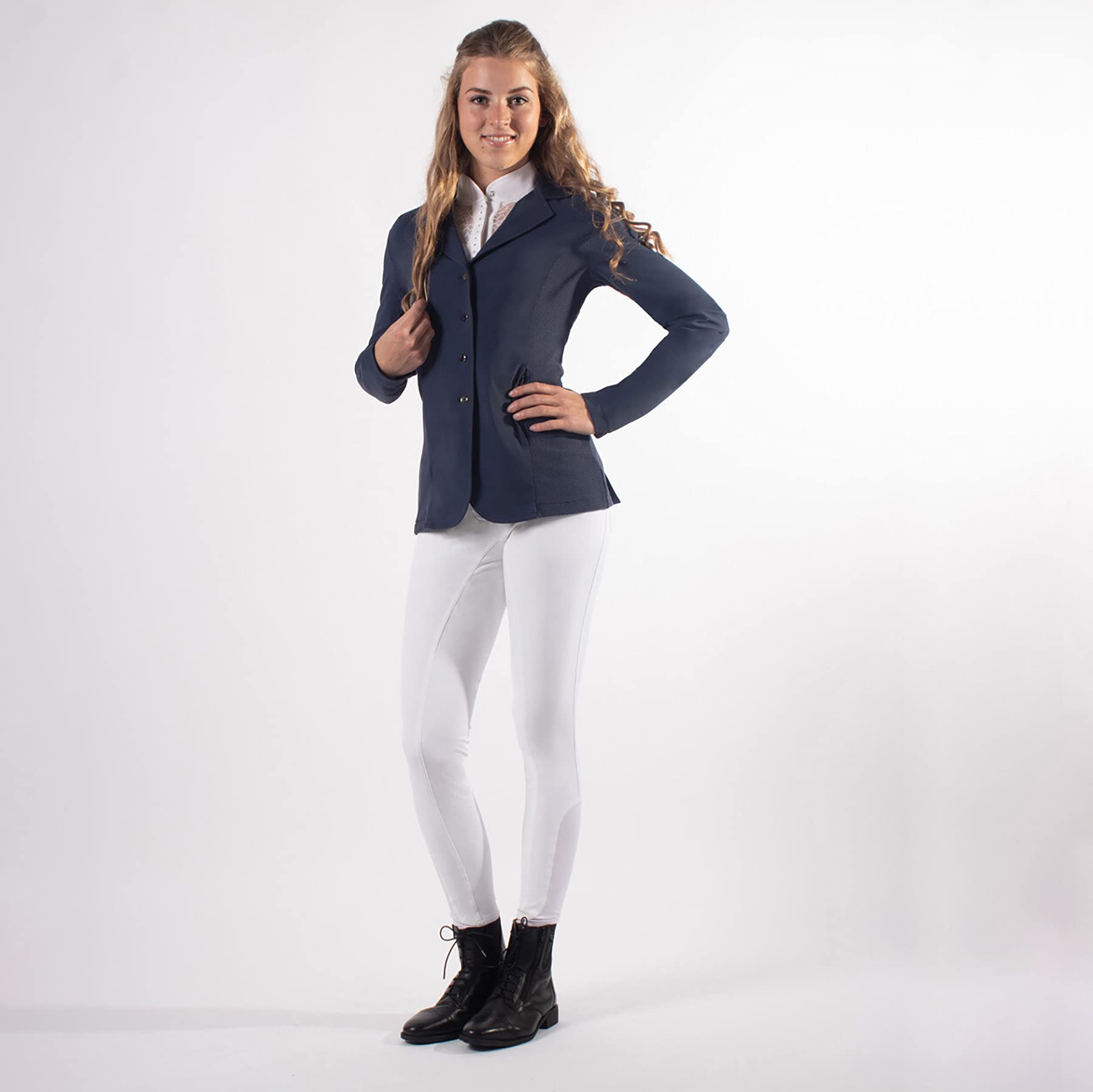 QHP Damen Turniersakko Turnierjacket Novèn mit Mesh-Einsätzen (40, Navy)