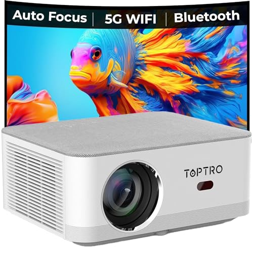 Image of TOPTRO NeoSmart, Fully Automatic, Full HD Native 1080P, Android Projector for Home 4K HDR, 8800 L, (Auto Focus + Auto Keystone), HDMI ARC, Dual WiFi & BT, YouTube, Netflix, Prime & More
