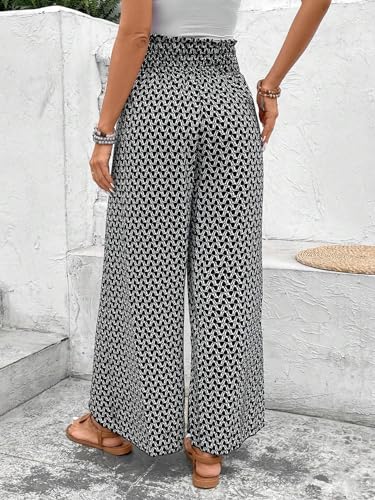 Flowy Pants for Women 2024 Boho Pant Beach Vacation Outfits Side Silt Bohemian Floral Print Trendy Trousers3