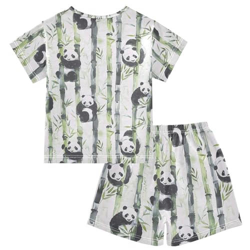 Pajama Short Sleeve Sets Pandas Summer Sleepwear 2 Piece Nightwear2
