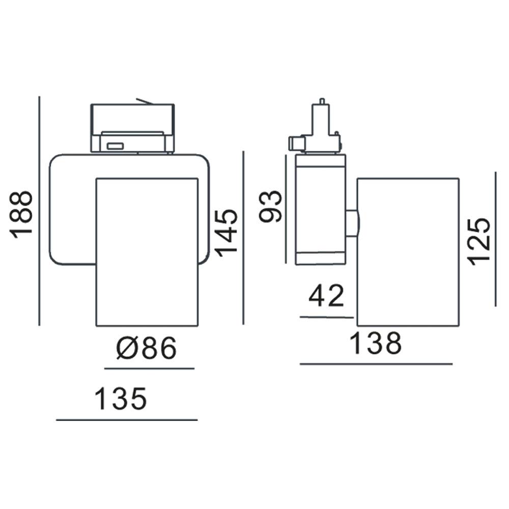 Deko-Light Nihal Schienensystem, 3-Phasen, 230V, 220-240V AC/50-60Hz, 30,00 W, Schwarz (707041)