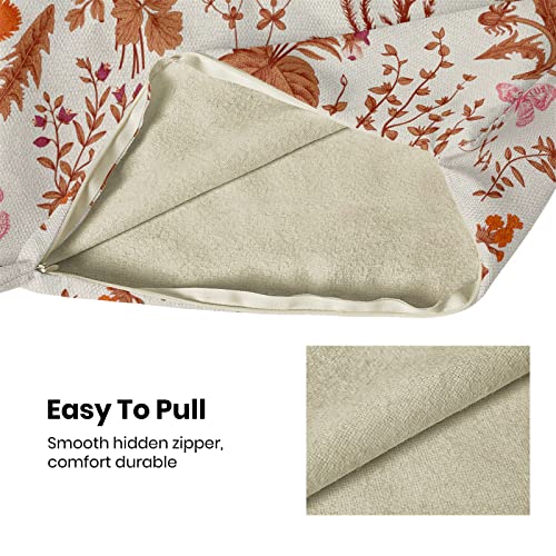 Image of AEIOAE Fall Pillow Covers 18x18 Inch Set of 2,Burnt Orange Wild Flower Plant Throw Pillows Case,Autumn Colored Floral Outdoor Decorative Linen Farmhouse Decor Cushion Covers for Home Sofa Bed Couch