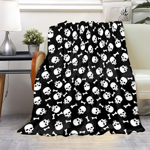Fleece Throw Blanket Soft Cozy Warm Bed Blanket Decorative Blankets for Home Decor Skull 50x60
