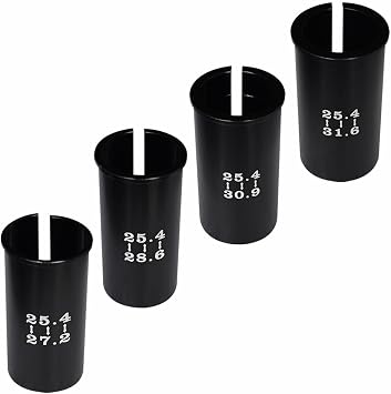 Set of 4 Sizes Bike Seat Post Adapter Shim Seat Post Adapter Bicycle Seat Tube Conversion Sleeve 25.4mm to 27.2/28.6/30.9/31.6mm 60mm Length Aluminum Alloy for Road Mountain Bike MTB