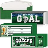 Fuutreo 50 Pcs Soccer Birthday Invitations with Envelopes Sports Party Invitations for Soccer Fan Sports Event Party Supplies