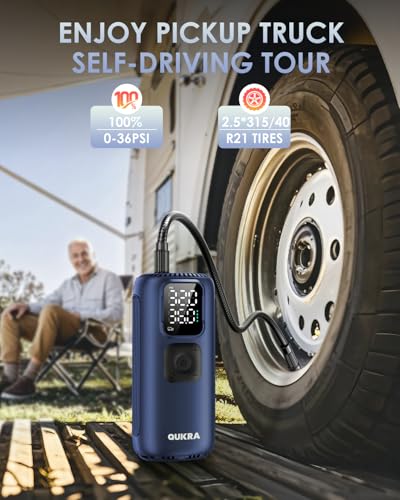 Image of T22 Tire Inflator Protable Air Compressor, 3x Faster 160PSI Air Pump, Auto Cordless Tire Pump, Smart Air Compressor with LED Light and Digital Display for Car Pickup Truck Bike and More, Blue