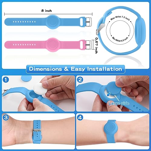Waterproof Bracelet Compatible with Airtag Case for Kids(2 Pack), Soft Silicone Hidden Wristband, Lightweight GPS Tracker Compatible with Apple Air Tag Watch Band for Child (Grow in Dark Blue & Pink) - Image 7