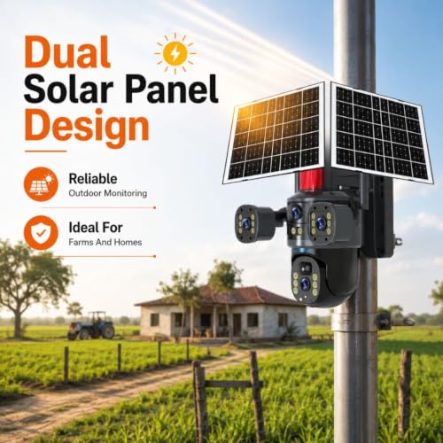 Image of XUGA - Cybernautt X10U Dual Solar 12MP 3 Lens PTZ Solar 4G Sim Outdoor CCTV Camera with 3 View | 360 | Night Vision | Motion Detection| Siren Alarm | 2 Way Audio | IP66 | Use Air-tel 4G Sim