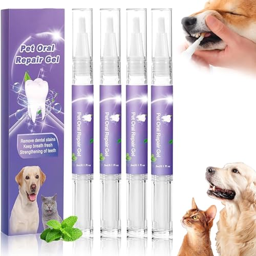 Pet Oral Repair Gel for Dogs Dog Teeth Cleaning Pen Pet Teeth Care Gels Cleaner Teeth & Fresher Breath 2025 New Pet Oral Restoration Whitening Gels Pets Toothbrush Pen for Dogs & Cats. (2)