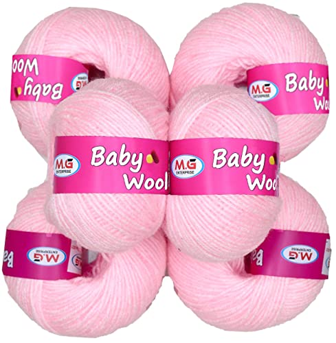 Image of M.G ENTERPRISE 100% Acrylic Wool Pink (12 pc) Baby Soft 4 ply Wool Ball Hand Knitting Wool /Art Craft Soft Fingering Crochet Hook Yarn, Needle Knitting Yarn Thread Dyed dcf