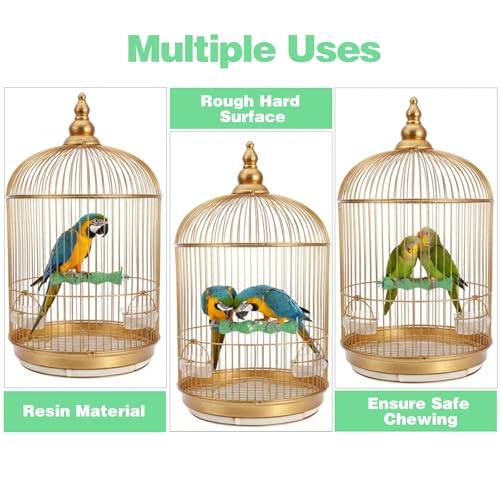 Image of 2pcs Bird Beak Grinding Stone, Parrot Stand Nail Trimming Stick Anti-Slip Parakeet Cage Accessories Platform Foot Claws Trimmer Chewing Parrot Toys for Parakeets Cockatiels Hamsters (Pink, Green)