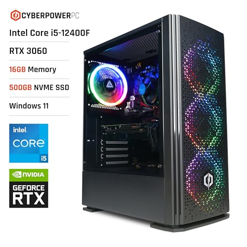 CYBERPOWERPC Wyvern Gaming PC - Intel Core i5-12400F, Nvidia RTX 3060 12GB, 16GB RAM, 500GB NVMe SSD, 650W 80+ PSU, Wi-Fi, Windows 11, Blaze RGB - Image 3