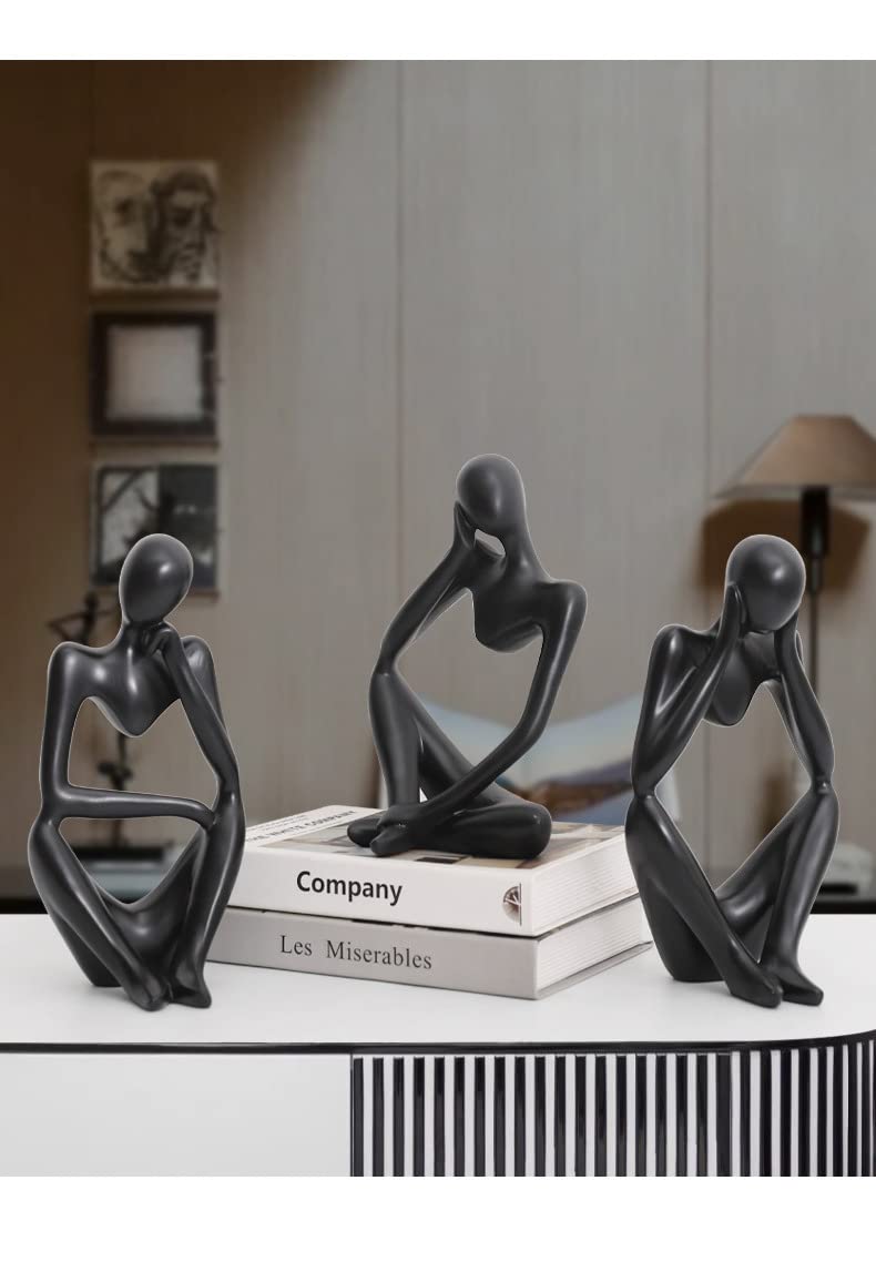 3er-Set Denker-Statuen Aus Kunstharz – Goldfarben, Je 5,5x5,5x12,5 Cm – Deko Für Schreibtisch, Regal & Wohnaccessoire