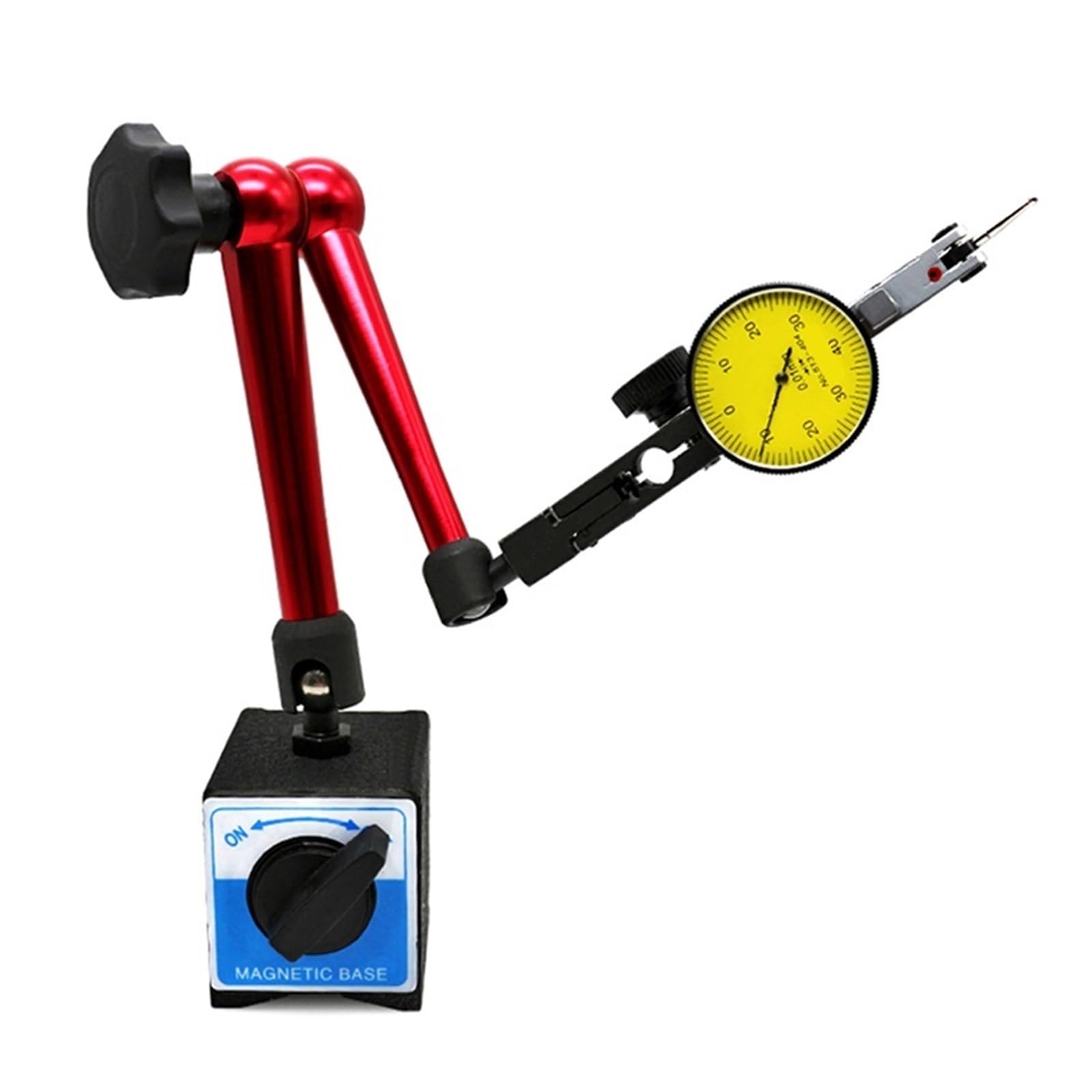 Base de Soporte magnético for indicador de cuadrante Universal de 350 mm, comparador de Prueba de cuadrante de 0 a 0,8 mm y 0,01 for calibración de Equipos(A Set as Shown)