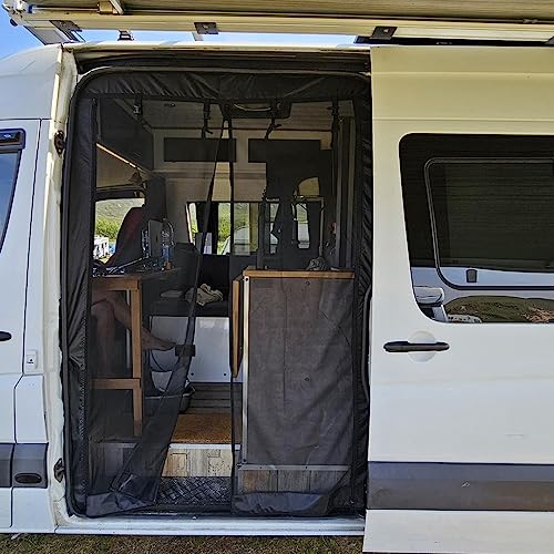 BKICKI 商品图片 RV Insect Screen Net Door Sunshade Screen Mount Anti-Flying Privacy Protection Net Sliding Door for Mercedes-Benz Sprinter High Roof